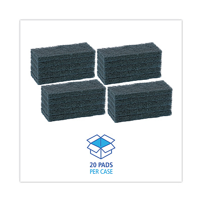 Boardwalk Medium-Duty Scour Pad, 10 x 4.63, Blue, 20/Carton (BWK402)
