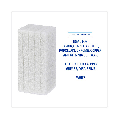 Boardwalk Light Duty Scour Pad, 4.63  x 10, White, 20/Carton (BWK401)
