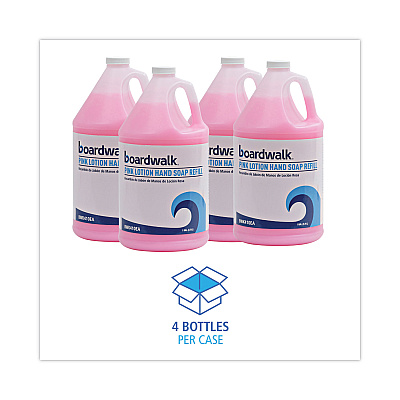 Boardwalk Mild Cleansing Pink Lotion Soap, Cherry Scent, 1 gal, 4/Carton (BWK410CT)