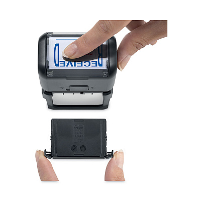 Trodat Printy Economy 5-in-1 Date Stamp, Self-Inking, 1.63" x 1", Blue/Red (USSE4754)