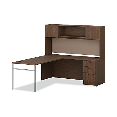 HON Mod Desk Hutch, 3 Compartments, 72w x 14d x 39.75h, Sepia Walnut (HONLDH72LE1)