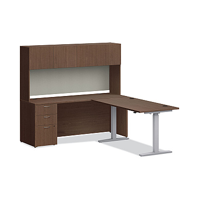 HON Mod Desk Hutch, 3 Compartments, 72w x 14d x 39.75h, Sepia Walnut (HONLDH72LE1)