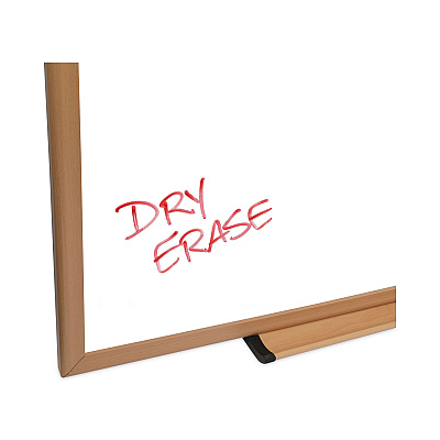 Universal Deluxe Melamine Dry Erase Board, 48 x 36, Melamine White Surface, Oak Fiberboard Frame (UNV43618)