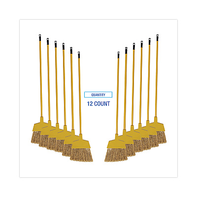 Boardwalk Poly Bristle Angler Broom, 53" Handle, Yellow, 12/Carton (BWK932M)