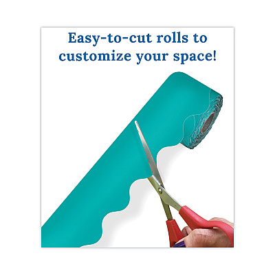 Carson-Dellosa Education Rolled Borders, Scalloped Border, Back to School, 2.25" x 65 ft, Teal (CDP108471)