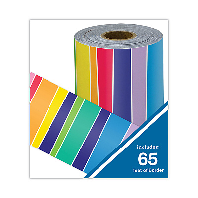 Carson-Dellosa Education Rolled Borders, Straight Border, Back to School: Rainbow, 2.25" x 65 ft, Multicolor (CDP108475)