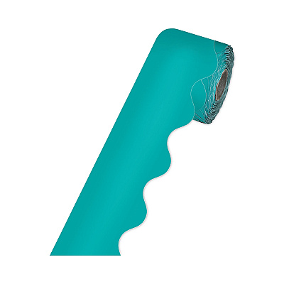 Carson-Dellosa Education Rolled Borders, Scalloped Border, Back to School, 2.25" x 65 ft, Teal (CDP108471)