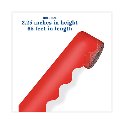 Carson-Dellosa Education Rolled Borders, Scalloped Border, Back to School, 2.25" x 65 ft, Red (CDP108465)