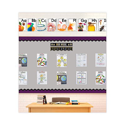 Carson-Dellosa Education Curriculum Bulletin Board Sets, 27-Piece Set, Alphabet, 16" x 10.5", Multicolor (CDP110517)