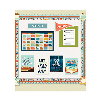 Carson-Dellosa Education Calendar Bulletin Board Sets, 123-Piece Set, Let's Explore, 23" x 13", Multicolor (CDP110556)