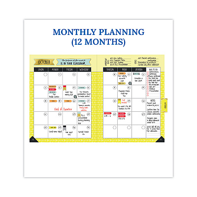 Carson-Dellosa Education Teacher Planner, Weekly/Monthly, Two-Page Spread (Seven Classes), 11 x 8.5, Multicolor Cover, 2022-2023 (CDP105001)