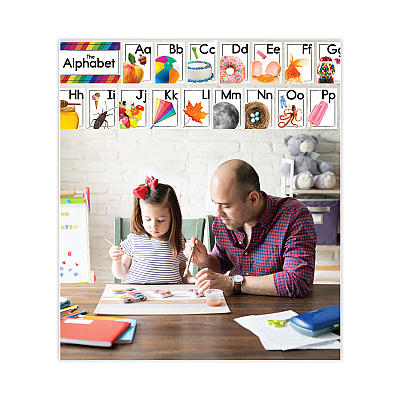 Carson-Dellosa Education Curriculum Bulletin Board Sets, 27-Piece Set, Alphabet, 16" x 10.5", Multicolor (CDP110517)