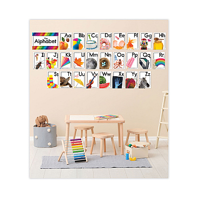Carson-Dellosa Education Curriculum Bulletin Board Sets, 27-Piece Set, Alphabet, 16" x 10.5", Multicolor (CDP110517)