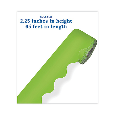 Carson-Dellosa Education Rolled Borders, Scalloped Border, Back to School, 2.25" x 65 ft, Lime (CDP108468)