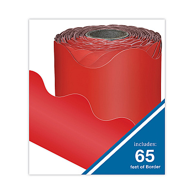 Carson-Dellosa Education Rolled Borders, Scalloped Border, Back to School, 2.25" x 65 ft, Red (CDP108465)