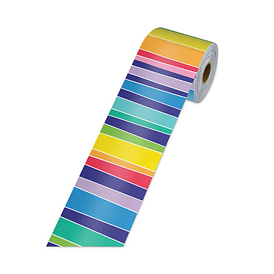 Carson-Dellosa Education Rolled Borders, Straight Border, Back to School: Rainbow, 2.25" x 65 ft, Multicolor (CDP108475)