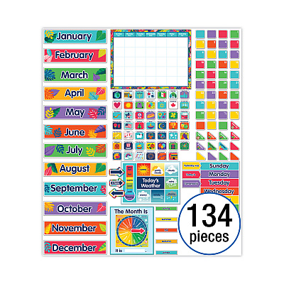 Carson-Dellosa Education Calendar Bulletin Board Sets, 134-Piece Set, One World, 23" x 17", Multicolor (CDP110486)