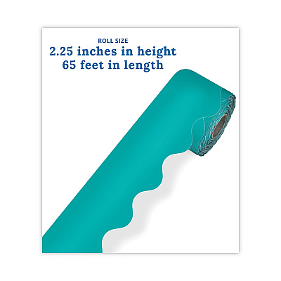 Carson-Dellosa Education Rolled Borders, Scalloped Border, Back to School, 2.25" x 65 ft, Teal (CDP108471)