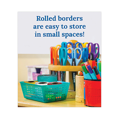 Carson-Dellosa Education Rolled Borders, Scalloped Border, Back to School, 2.25" x 65 ft, Teal (CDP108471)