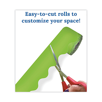 Carson-Dellosa Education Rolled Borders, Scalloped Border, Back to School, 2.25" x 65 ft, Lime (CDP108468)
