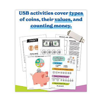Carson-Dellosa Education In a Flash USB, US Money, Ages 6-8, 229 Pages (CDP109579)