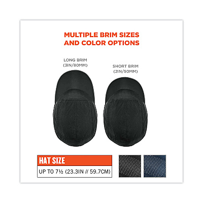 ergodyne Skullerz 8965 Lightweight Bump Cap Hat with LED Lighting, Short Brim, Black (EGO23368)
