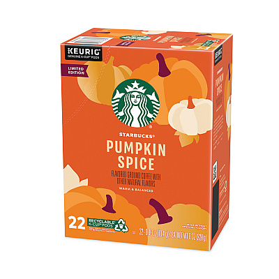 Starbucks Pumpkin Spice Coffee, K-Cups, 22/Box, 4 Boxes/Carton (SBK12412028CT)