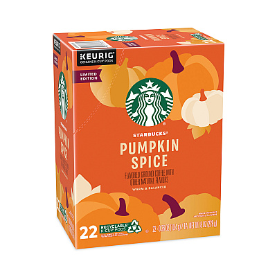 Starbucks Pumpkin Spice Coffee, K-Cups, 22/Box, 4 Boxes/Carton (SBK12412028CT)