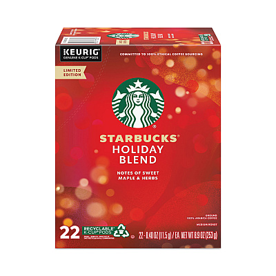 Starbucks Holiday Blend Coffee, K-Cups, 22/Box, 4 Boxes/Carton (SBK12412029CT)
