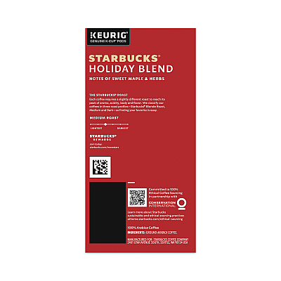 Starbucks Holiday Blend Coffee, K-Cups, 22/Box, 4 Boxes/Carton (SBK12412029CT)