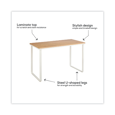 Safco Steel Desk, 47.25" x 24" x 28.75", Beech/White (SAF1943BHWH)