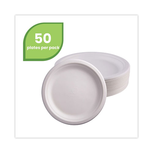 Eco-Products Renewable Sugarcane Plates, 9" dia, Natural White, 500/Carton (EPP013)