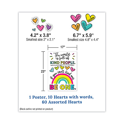 Carson-Dellosa Education Motivational Bulletin Board Sets, 75-Piece Set, Kind Vibes, 30" x 16", Multicolor (CDP110524)