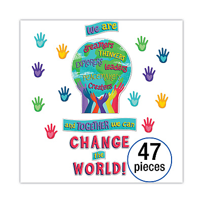 Carson-Dellosa Education Motivational Bulletin Board Sets, 47-Piece Set, One World, 24.7" x 20", Multicolor (CDP110488)