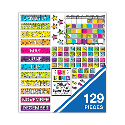 Carson-Dellosa Education Calendar Bulletin Board Sets, 129-Piece Set, Kind Vibes, 23" x 17", Multicolor (CDP110522)