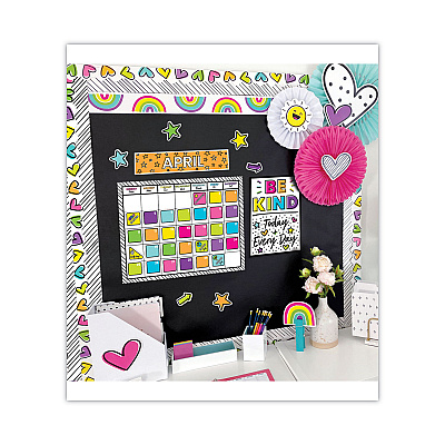 Carson-Dellosa Education Calendar Bulletin Board Sets, 129-Piece Set, Kind Vibes, 23" x 17", Multicolor (CDP110522)