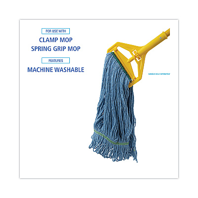 Boardwalk Super Loop Wet Mop Head, Cotton/Synthetic Fiber, 1" Headband, Medium Size, Blue (BWK502BLNB)
