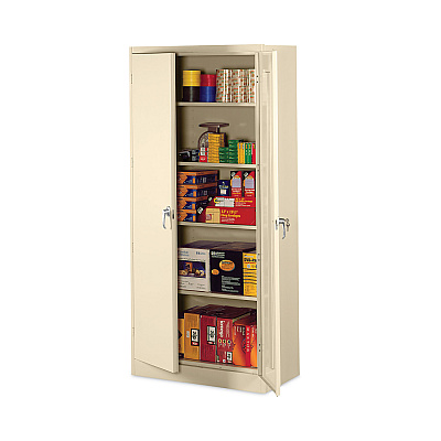 Alera Assembled 78" High Heavy-Duty Welded Storage Cabinet, Four Adjustable Shelves, 36w x 24d, Putty (ALECM7824PY)