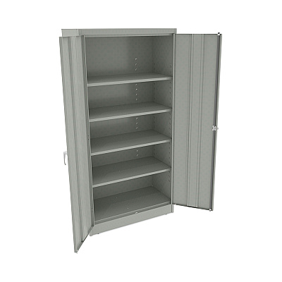 Alera Assembled 72" High Heavy-Duty Welded Storage Cabinet, Four Adjustable Shelves, 36w x 18d, Light Gray (ALECM7218LG)