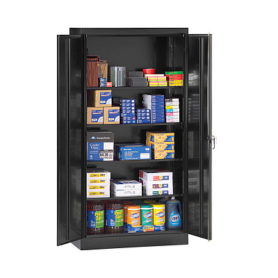 Alera Assembled 72" High Heavy-Duty Welded Storage Cabinet, Four Adjustable Shelves, 36w x 18d, Black (ALECM7218BK)
