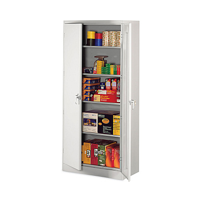 Alera Assembled 78" High Heavy-Duty Welded Storage Cabinet, Four Adjustable Shelves, 36w x 24d, Light Gray (ALECM7824LG)