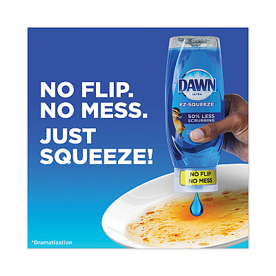 Ultra Liquid Dish Detergent, Dawn Original, Three 22 oz E-Z Squeeze Bottles and 2 Sponges/Pack, 6 Packs/Carton (PGC02367)
