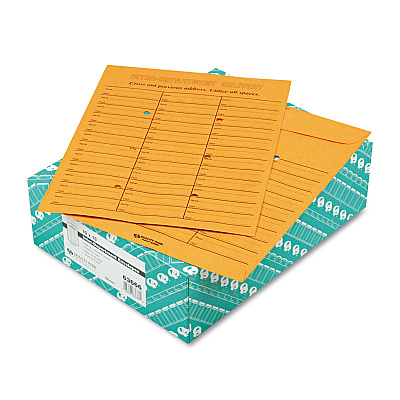 Quality Park Brown Kraft Redi-Tac Box-Style Interoffice Envelope, #97, Two-Sided Three-Column Format, 10 x 13, Brown Kraft, 100/Box (QUA63666)