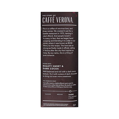 Starbucks Whole Bean Coffee, Caffe Verona, 1 lb Bag (SBK11017871)