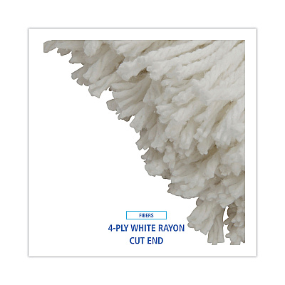 Boardwalk Cut-End Lie-Flat Mop Head, Rayon, 16oz, White, 12/Carton (BWKRM32016)