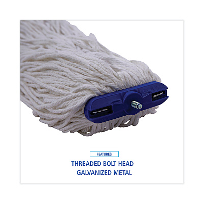 Boardwalk Cut-End Lie-Flat Mop Head, Rayon, 16oz, White, 12/Carton (BWKRM32016)