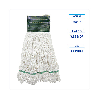 Boardwalk Loop End Rayon Mop Head, Rayon, Medium, 14 oz, White, Dozen (BWKSP200M14DZ)