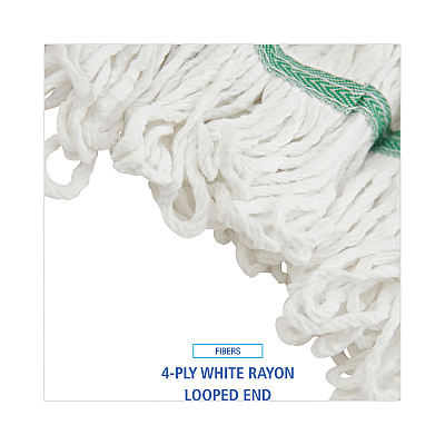 Boardwalk Loop End Rayon Mop Head, Rayon, Medium, 14 oz, White, Dozen (BWKSP200M14DZ)