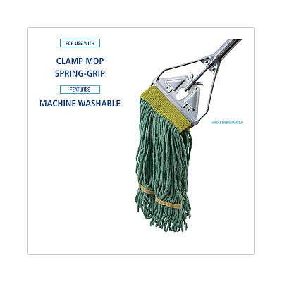 Boardwalk Super Loop Wet Mop Head, Cotton/Synthetic Fiber, 5" Headband, Small Size, Green, 12/Carton (BWK501GN)