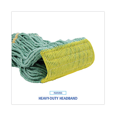Boardwalk Super Loop Wet Mop Head, Cotton/Synthetic Fiber, 5" Headband, Small Size, Green, 12/Carton (BWK501GN)